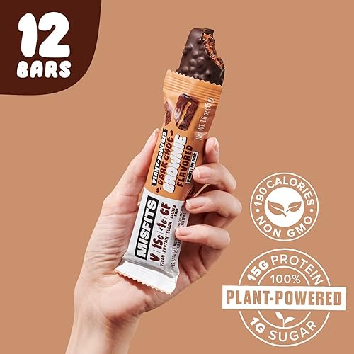 Misfits Vegan Protein Bar, Chocolate Brownie, Plant Based Chocolate Protein Bar, High Protein, Low Sugar, Low Carb, Gluten Free, Dairy Free, Non GMO, 12 Pack2