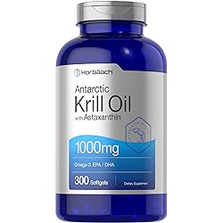 Antarctic Krill Oil | 300 Softgel Capsules | Value Size | Omega 3, EPA, DHA Supplement | with Astaxanthin | Non-GMO, Gluten Free | by Horbaach
