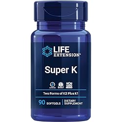 Life Extension Super K – Vitamin K1 and Two Forms of K2 for Bone, Heart, and Arterial Health - Gluten-Free, Once Daily, Non-GMO - 90 Count Pack of 1
