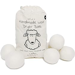 Wool Dryer Balls Organic XL 6-Pack by Ecoigy, Reusable Natural Fabric Softener for Laundry, Dryer Sheets Alternative, New Zealand Wool, Speed Up Dry Time, Cut Energy Costs