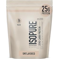 Isopure Protein Powder, Whey Protein Isolate Powder, 25g Protein, Zero Carb & Keto Friendly, No Added ColorsFlavorsSweeteners, Unflavored Protein Powder, 1 Pound Packaging May Vary