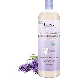 Babo Botanicals Calming Plant-Based 3-in-1 Bubble Bath, Shampoo & Wash - With Lavender & Organic Meadowsweet - For Babies, Kids & Adults With Sensitive Skin - EWG Verified - 15 Fl. Oz