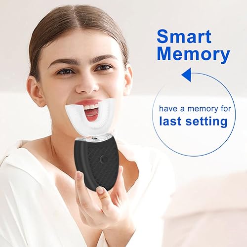 Ultrasonic Electric Toothbrush Adults, Automatic Toothbrush U Shaped Whole Mouth 360° Cleaning Teeth Whitening Hands Free Rechargeable IPX7 Waterproof