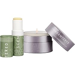Scentered DE-Stress Aromatherapy Balm & Sleep Well Scented Candle Gift Set Bundle - Promotes Relaxation & Restful Sleep - Essential Oil Blend with Lavender & Chamomile