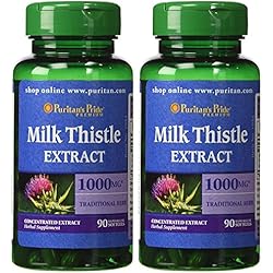 Puritan's Pride 2 Pack of Milk Thistle 4:1 Extract 1000 mg Silymarin Puritan's Pride Milk Thistle 4:1 Extract 1000 mg Silymarin-90 Softgels