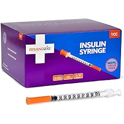 Brandzig Ultra-Fine Insulin Syringes 31G 1cc 516" 100-Pack