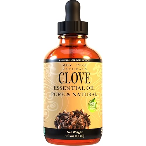 Clove Essential Oil 4 oz, Premium Therapeutic Grade, 100% Pure and Natural, Perfect for Aromatherapy, and Much More by Mary Tylor Naturals