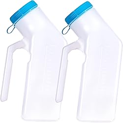 Portable Urinals for Men & Elderly Bottle with Glow Lid in The Dark, Screw Cap 1000ml-Male Urinal Pee Bottle with Spill Proof Plastic Jar for Travel & Urine Collection Pack of 2