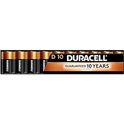 Duracell Coppertop D Batteries, 10 Count Pack, D Battery with Long-lasting Power, All-Purpose Alkaline D Battery for Household and Office Devices