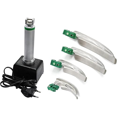 AAProTools Airway Intubation Kit 4 Curved Blades 1 Handle Conventional Style with Rechargeable Charger 1st Responder kit