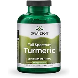 Swanson Turmeric Antioxidant, Joint Health, Cardiovascular, Liver Detox, Mood and Memory Support Supplement Curcuma Longa Rhizome 720 mg, 240 Capsules, 120 Servings, 1.44 Grams per Serving