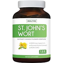 St. John's Wort - 120 Capsules Non-GMO Powerful 900mcg Hypericin - St Johns Wort Herb Extract - No Oil, Pills, or Tincture - 500mg Per Capsule Supplement