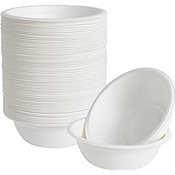 ECOLipak 150 Pack 12 oz Paper Bowls, Disposable Compostable Bowls Heavy-Duty, Biodegradable Soup Bowls Made of Natural Bagasse, Eco-Friendly Sugarcane Bowls for Salad, Dessert, Milk, Cereals