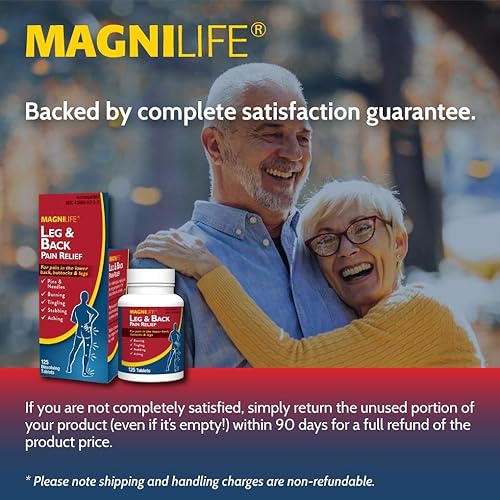 MagniLife Leg & Back Pain Relief, Fast-Acting Sciatica Pain Relief, Naturally Soothe Burning, Tingling and Stabbing Pains - 125 Tablets