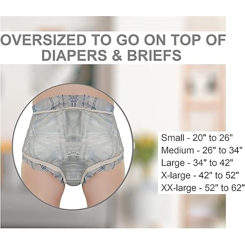 Adult Vinyl Waterproof Pull-On-COVER Incontinence Pants This is not a diaper [Pack of 9] Extra Waterproof Protection to GO ON TOP OF Together with Diapers & Briefs as ADDED Leak Resistance Large