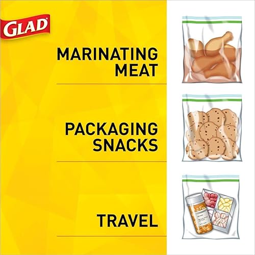 GLAD Food Storage and Freezer Bags, 2 in 1 Gallon Plastic Bags, Freezer Bags for Lasting Freshness, Food Storage Bags, Microwave Safe, BPA Free, 36 Count Pack of 3