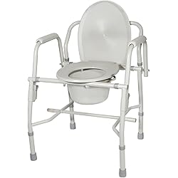 Drive Medical Deluxe Steel Drop-Arm Commode, Tool Free Knock Down Frame