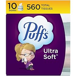 Puffs Ultra Soft Non-Lotion Tissues, 10 Cube Boxes, 56 Facial Tissues per box