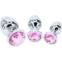 Eastern Delights 3 pcs Steel Attractive Butt Plug Anal BDSM Jewelry, 3 Size Same Color