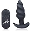 Remote Control 21X Vibrating Silicone Swirl Butt Plug - Black