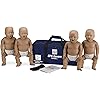CPR Savers Training Infant 4 Pack, with 4 PRESTAN Professional Dark Skin Infant Manikins, 4 Lifesaver AED Trainers, Vests and Knee Pads