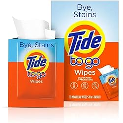 Tide to Go Instant Stain Removing Wipes, 10 Count Wipes Pack of 2