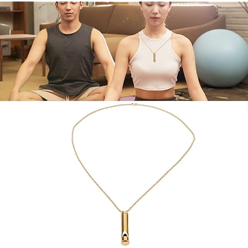 Stress Relief Breathing Necklace, Relax Safe Stainless Steel Breathing Necklace Jewelry Gift Portable for MeditationGold