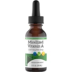 Micellized Vitamin A Drops | Liquid Vitamin A Supplement for Men & Women | Premium Liquid Palmitate & Beta Carotene Drops - 1,507mcg RAE - Equivalent to 5025IU per Drop | 1 Oz by Great Lakes Nutrition