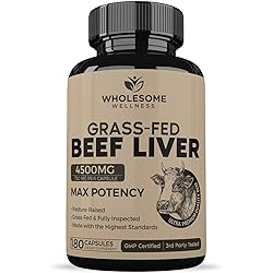 Grass Fed Desiccated Beef Liver Capsules 180 Pills, 750mg Each - Natural Iron, Vitamin A, B12 for Energy - Humanely Pasture Raised Undefatted in New Zealand Without Hormones or Chemicals