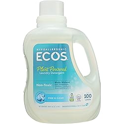 Earth Friendly Ecos Ultra 2x All Natural Laundry Detergent - Free and Clear - 100 oz Pack of 4