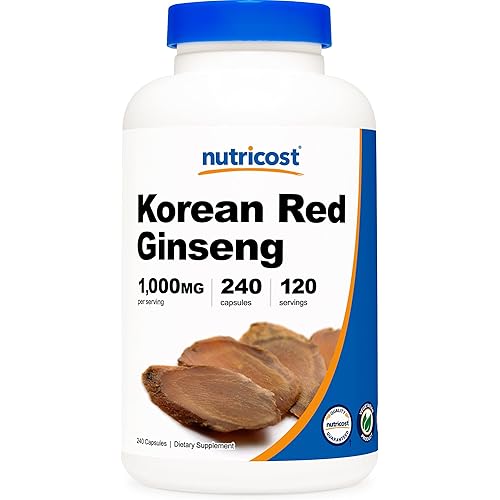 Nutricost Korean Ginseng 500mg, 240 Capsules - 1000mg Extra Strength Serving Size - Korean Red Ginseng - Gluten Free & Non-GMO