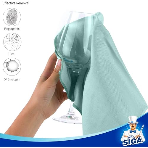 MR.SIGA Ultra Fine Microfiber Cloths for Glass, Pack of 12, 35 x 40cm 13.7" x 15.7&#34