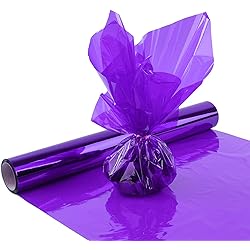 Halloween Purple Cellophane Wrap Roll, Translucent Purple Cellophane Wrapping Paper, 16 Inch Width x 100 Ft Long Colored Cellophane Rolls for Gift Baskets, DIY Arts Crafts Decoration and More