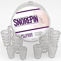 SnorePin™ Advanced Anti Snore Nose Vents - The Natural and Effective Snoring Solution To Ease Nighttime Breathing - Pack of 4 Plus Free Protective Case