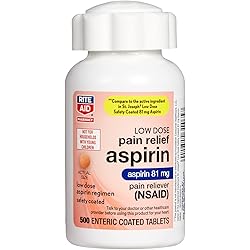 Rite Aid Aspirin Enteric Tablets, 81 mg Aspirin - 500 Count | Low Dose Pain Relief | Aspirin for Headache Relief | Enteric Safety Coated Tablets | Aspirin Regimen | Migraine Medicine | Pain Relief