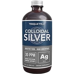 Bioactive Colloidal Silver - 8 oz, Glass Bottle, Vegan, Safe Doses with Highest Effectiveness - Nano Ions, 30 PPM - Immune Support 48 Servings