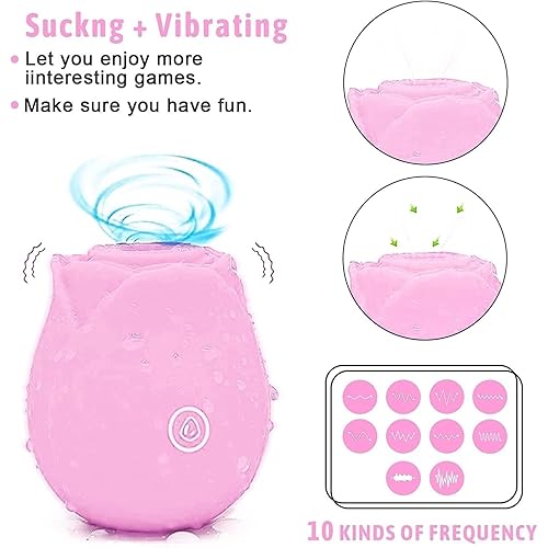 2022 Newly Dual Head Sex Tongue for Licking and Sucking, Rose Toy for Women Pleasure, Clitorals Stimulator, Electric Women Relaxing Toy, Woman Suction 10 Modes Stimulator 01-Pink