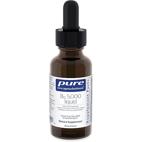 Pure Encapsulations B12 5,000 Liquid | Vitamin B12 Methylcobalamin Supplement to Support Energy, Nerve Health, Cognitive Function, and Blood Cells | 1 fl. oz