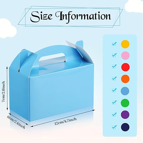 96 Pcs Rainbow Party Favor Boxes Rainbow Party Treat Box Bright Colors Cardboard Gift Boxes with Handle Colorful Candy Goodie Boxes for Kids Birthday Wedding Baby Shower Easter Party Decoration