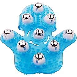 Boseen Hand Held Massager for Muscle Back Neck Joint Foot Shoulder Leg Pain Relief - Palm Shaped Massage Glove Full Body Massage Tool with Roller Ball Massager Essential Oils with Portable Design Blue