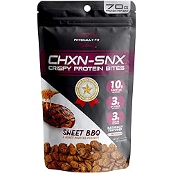 CHXN-SNX Crispy Protein Bites, Sweet BBQ & Honey Roasted Peanuts, 7 Servings, 70 Grams of Protein Per Bag, 7.15 Ounce