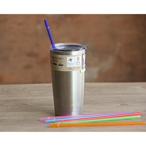Dakoufish 12 Piece 9 Inch Reusable Plastic Thick Drinking Straws BPA Free Mason Jar Straws Big Stripe 9inch Black