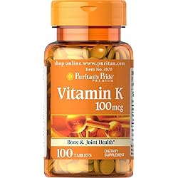 Vitamin K 100 mcg Supports Bone and Joint Health, 100 Count by Puritan's Pride