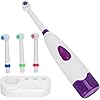 Rotary Cleaning Electric Toothbrush Waterproof Strong Adult Electric Toothbrush with 4 Duponts Heads Sonic Electric Toothbrushpurple