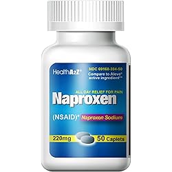 HealthA2Z® Naproxen Sodium | 220mg | 50 Counts | NSAID | Fast Pain Relief | Fever Reducer