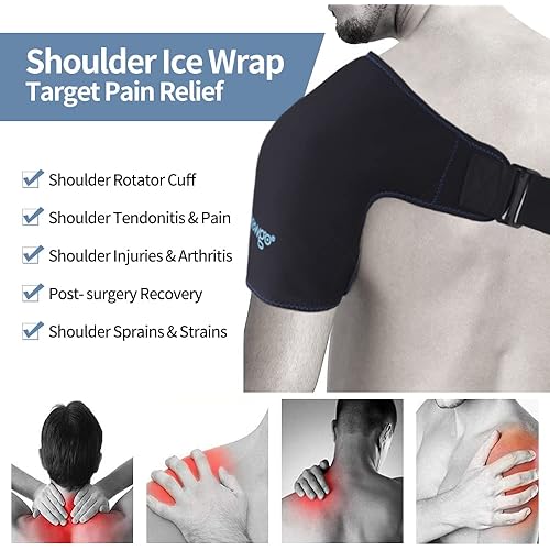 NEWGO Shoulder Ice Pack Rotator Cuff Cold Therapy, Ice Pack Wrap for Shoulder Injuries Reusable Ice Shoulder Wrap for Shoulder Pain Relief, Bursitis, Tendonitis, Recovery after Surgery