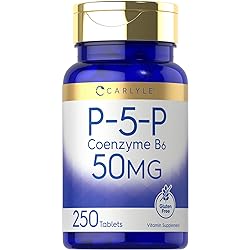 P5P Vitamin B6 50 mg | 250 Tablets | Vegetarian, Non-GMO, Gluten Free | Pyridoxal 5 Phosphate | Coenzyme B6 | by Carlyle