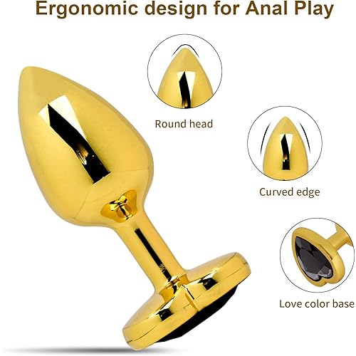 Hisionlee 3PCS Anal Plug Set Cleaning Toy of Anus Sex Heart Sexy Toys Anal Butt Plugs for Women and Men CoupleBlack