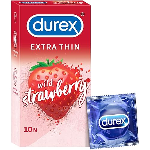 Durex Extra Thin Wild Strawberry Flavoured Condoms for Men - 10s