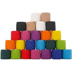 24 Pack Breathable Self Adherent Wrap, Athletic Elastic Non Woven Cohesive Bandage – for Sports, First Aid Medical, Wrist, Ankle Sprains, Swelling and Vet Wrap 2 Inch 5 Yards Rainbow Color